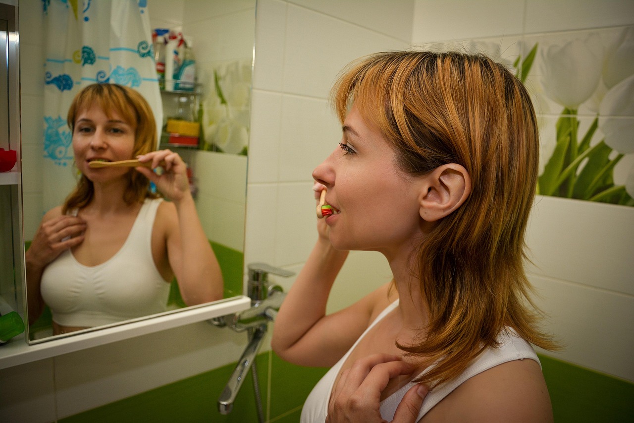 tooth brushing hygiene woman routine morning routine toothbrush reflection mirror bathroom health portrait routine routine routine routine routine morning routine morning routine toothbrush toothbrush toothbrush toothbrush