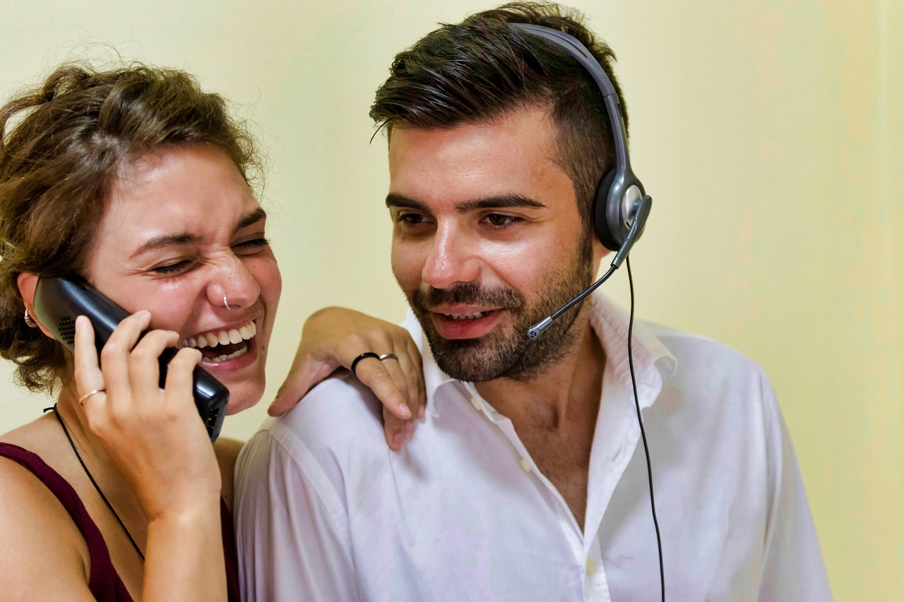 call center network boys woman man phone headphones work office communication speak couple smiling employees call center call center call center call center call center speak speak speak
