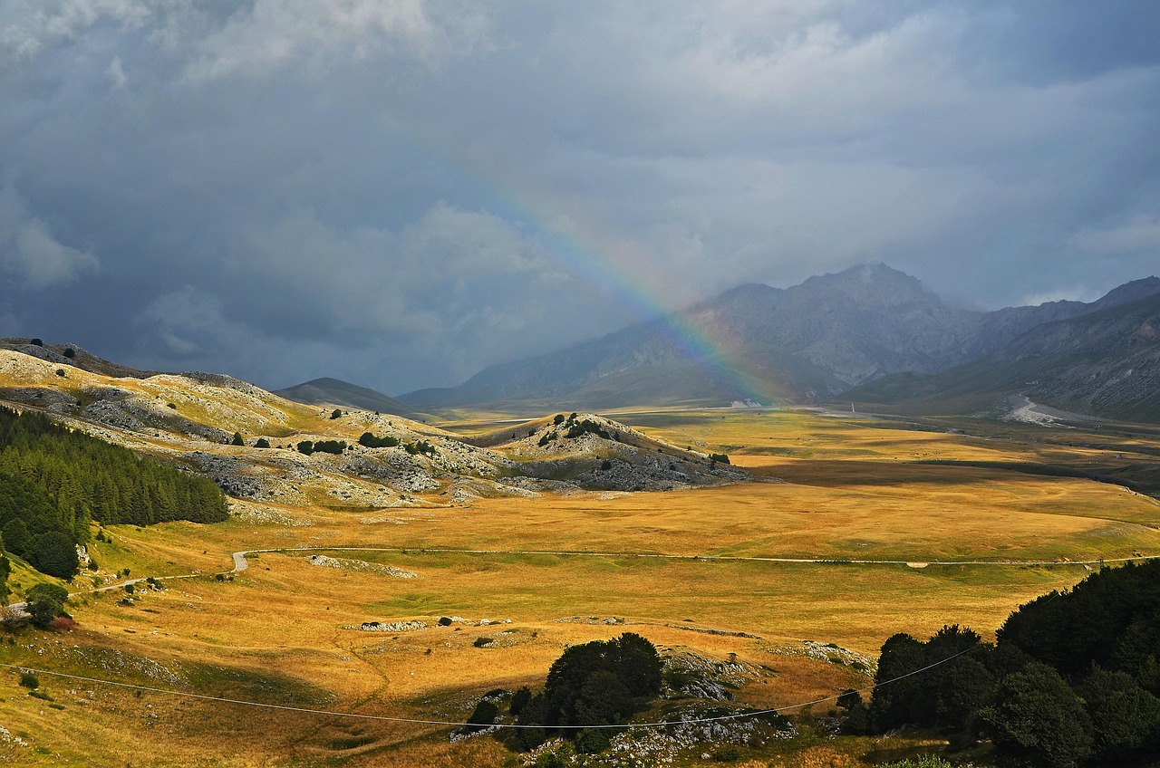 nature field rainbow italy campo imperatore landscape rainbow rainbow rainbow rainbow rainbow