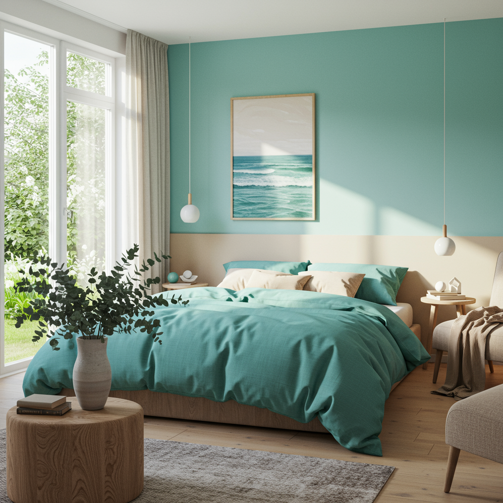 6. Aqua and Sandy Beige