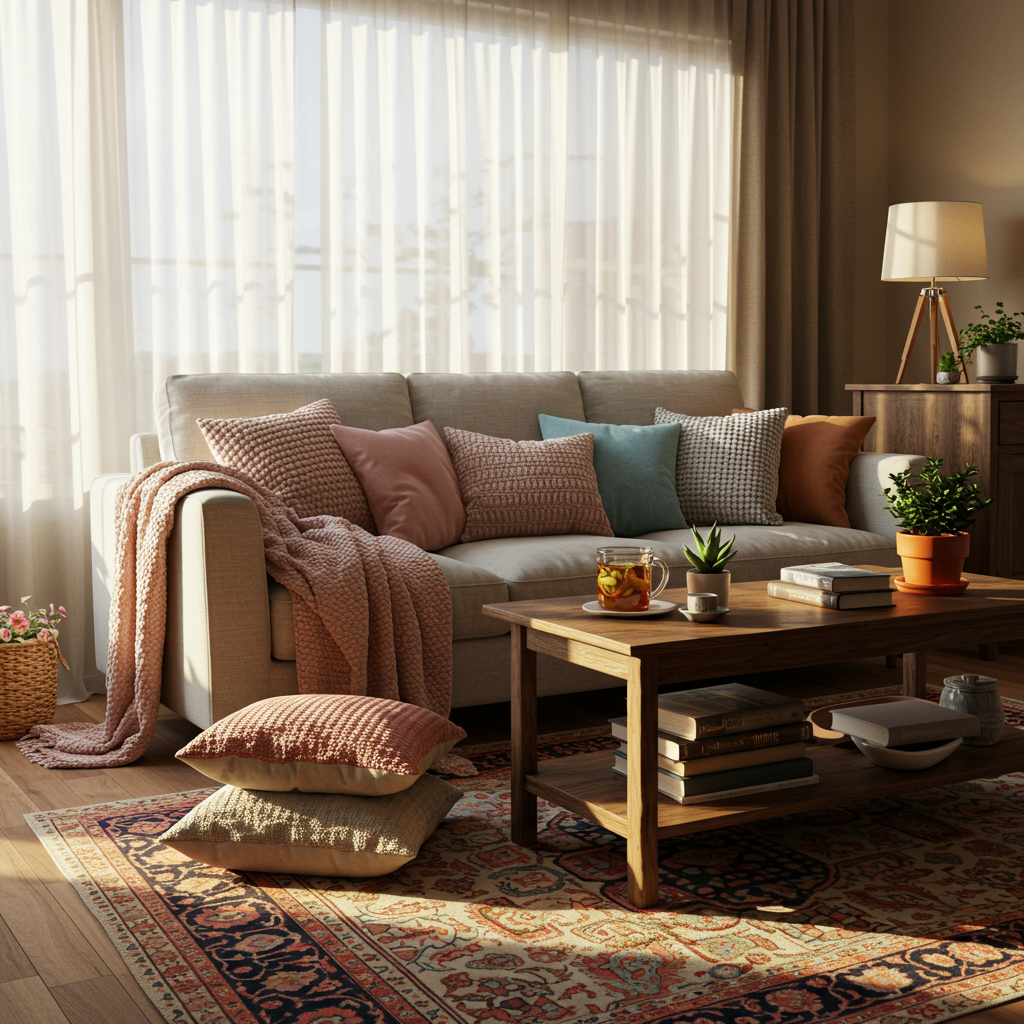 3. Use Throw Pillows and Blankets