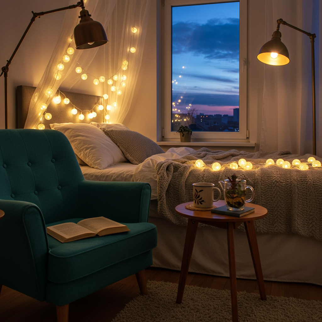 1. Frame Your Bed with String Lights
