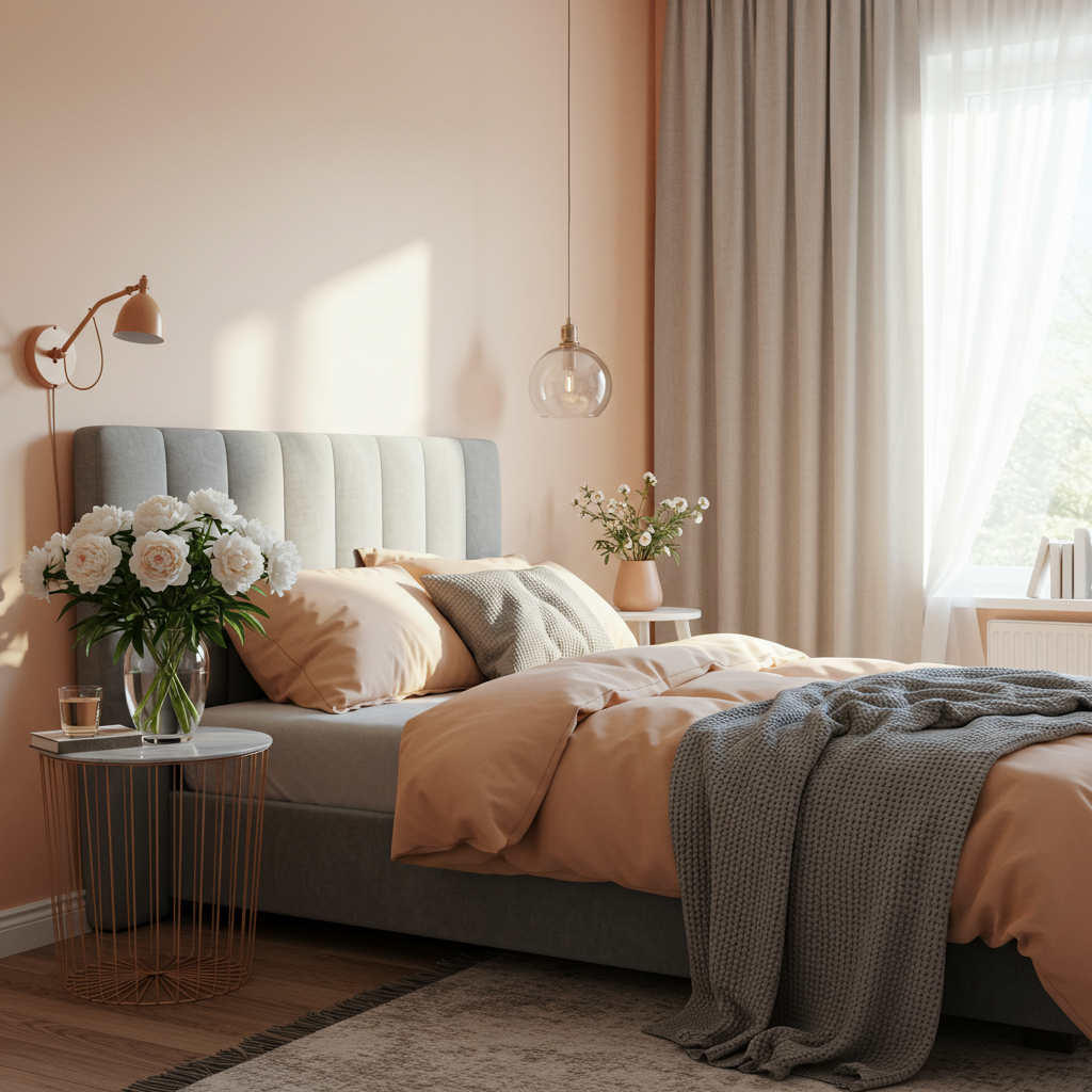 8. Pale Peach and Soft Gray
