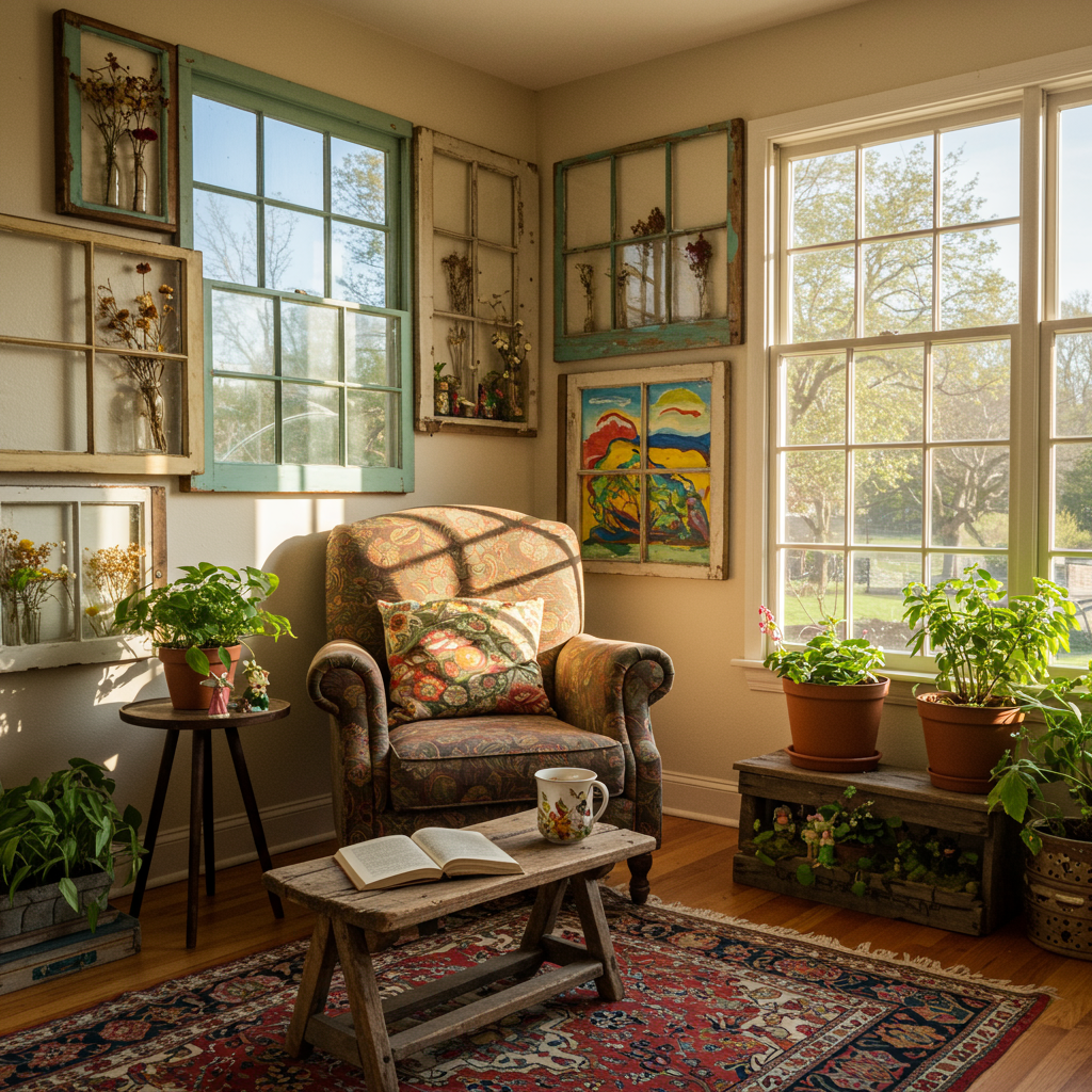 7. Use Old Windows for Wall Art