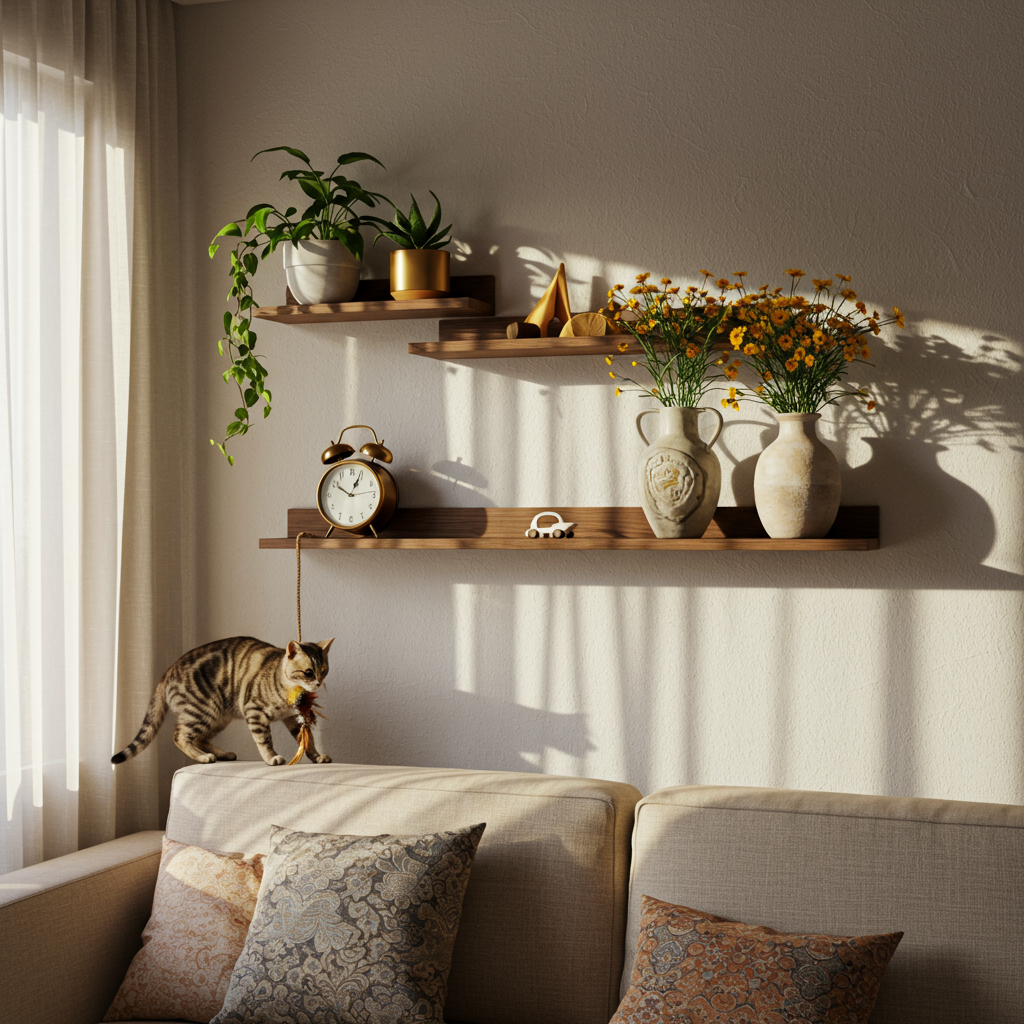 1. Floating Wooden Shelves