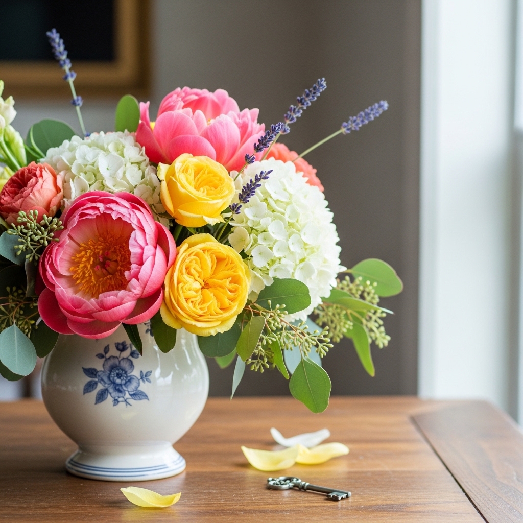 9. Fresh Flowers and Greenery