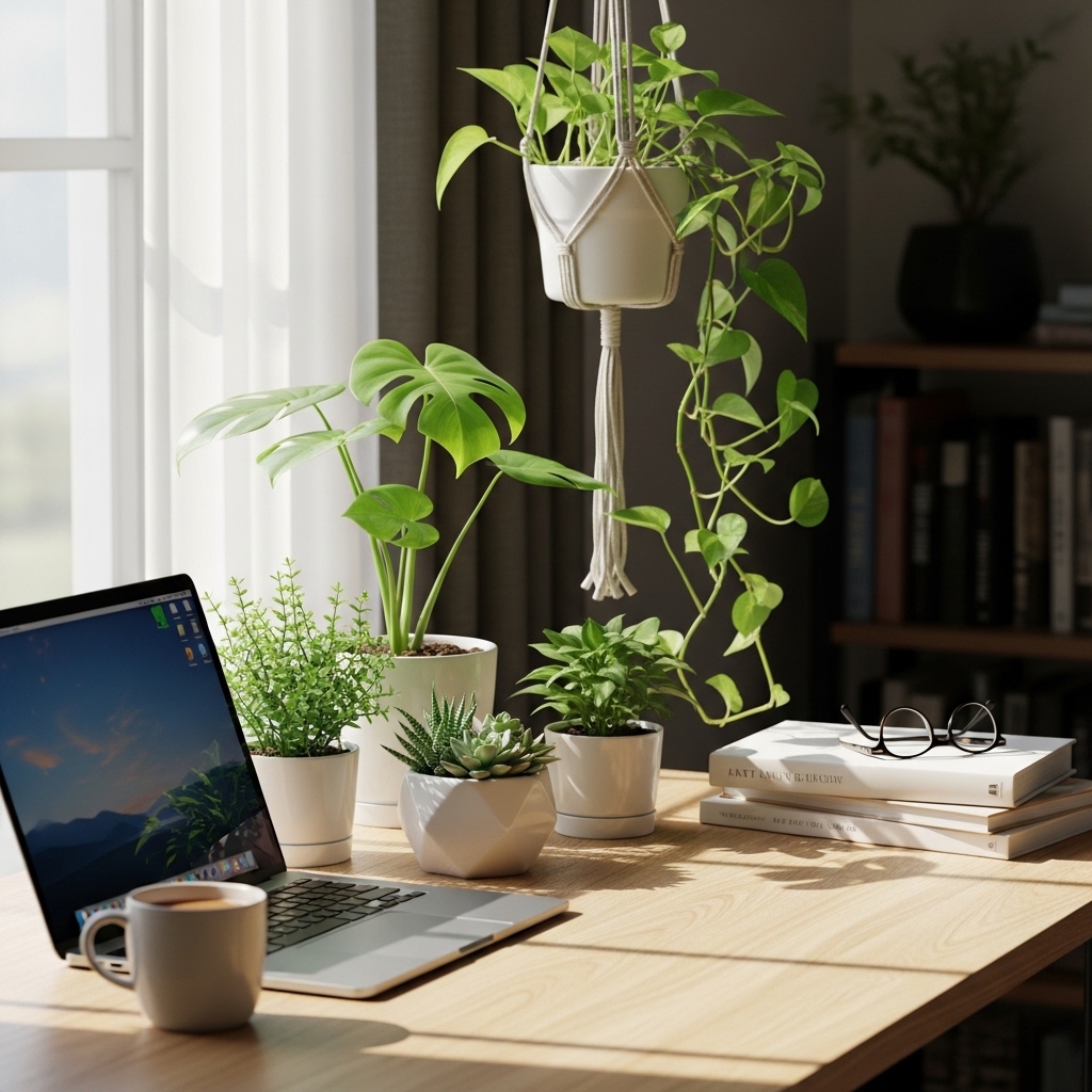 3. Greenery on the Desk