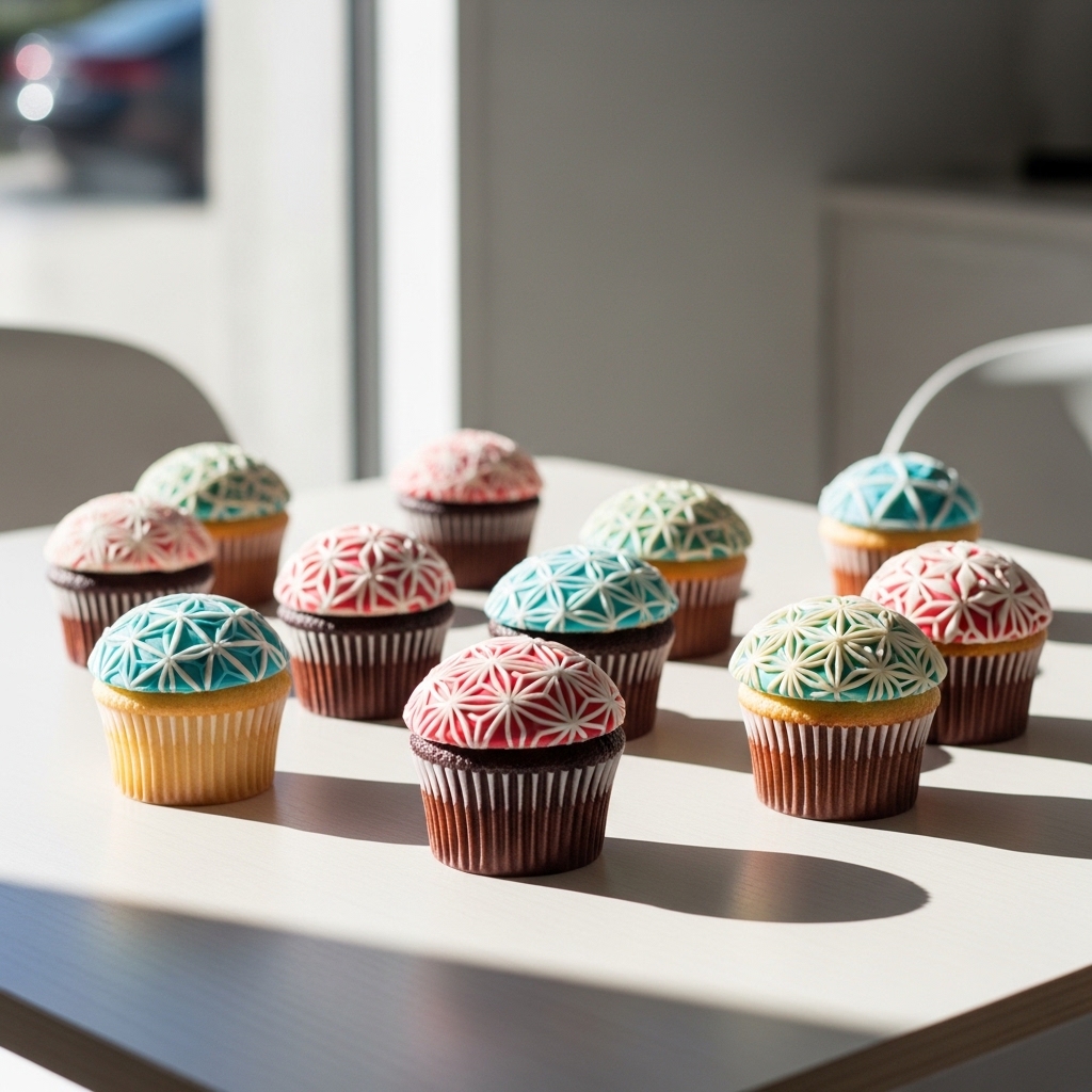 8. Geometric Pattern Cupcakes