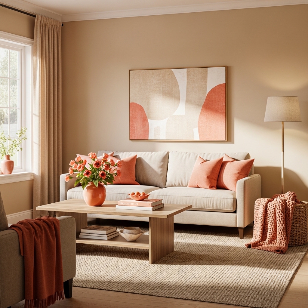 8. Warm Beige and Light Coral