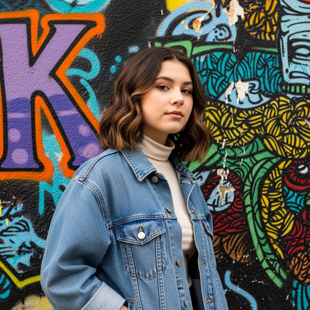 6. Layered Turtleneck and Denim Jacket