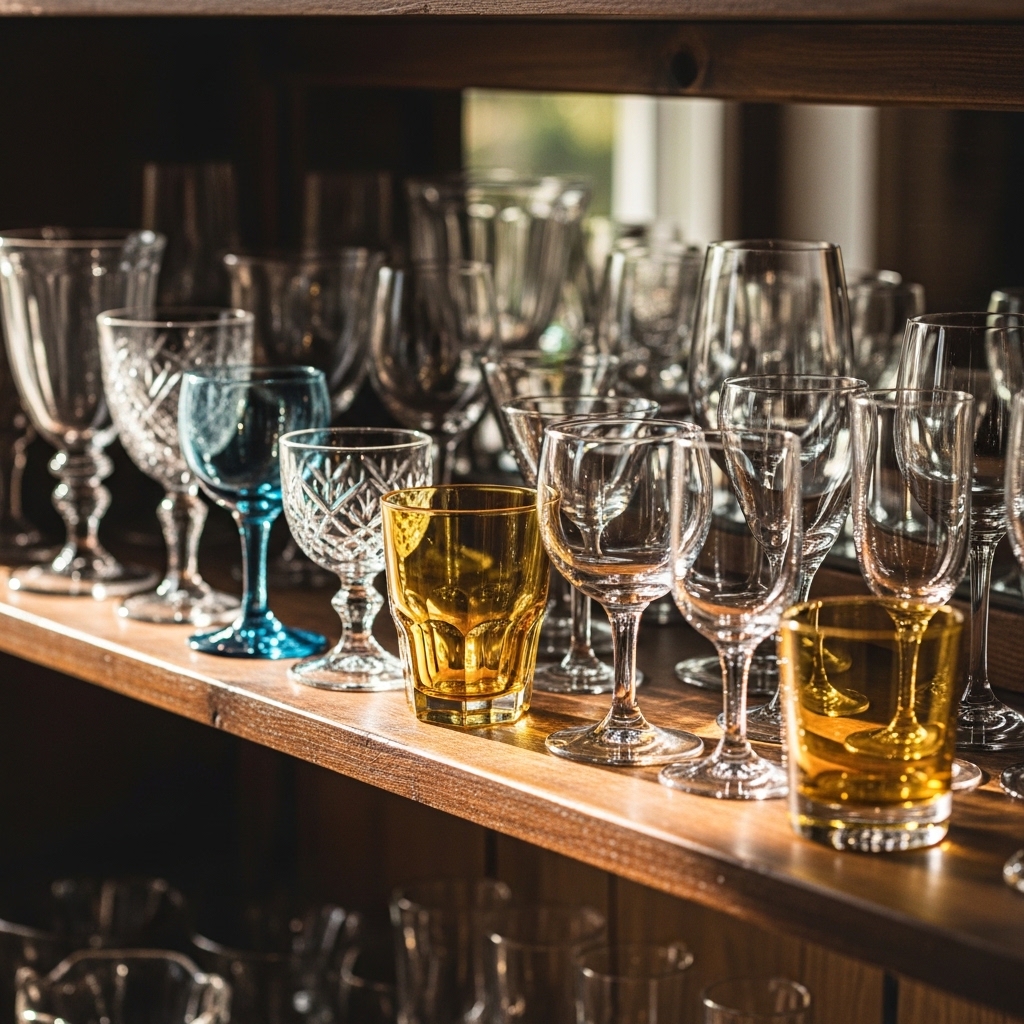 1. Vintage Glassware Display