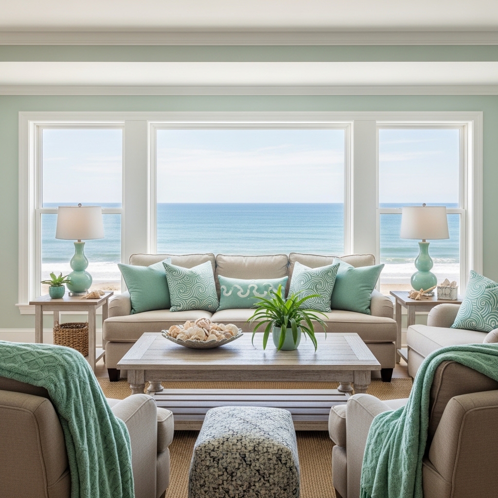 6. Seafoam Green and Sandy Beige