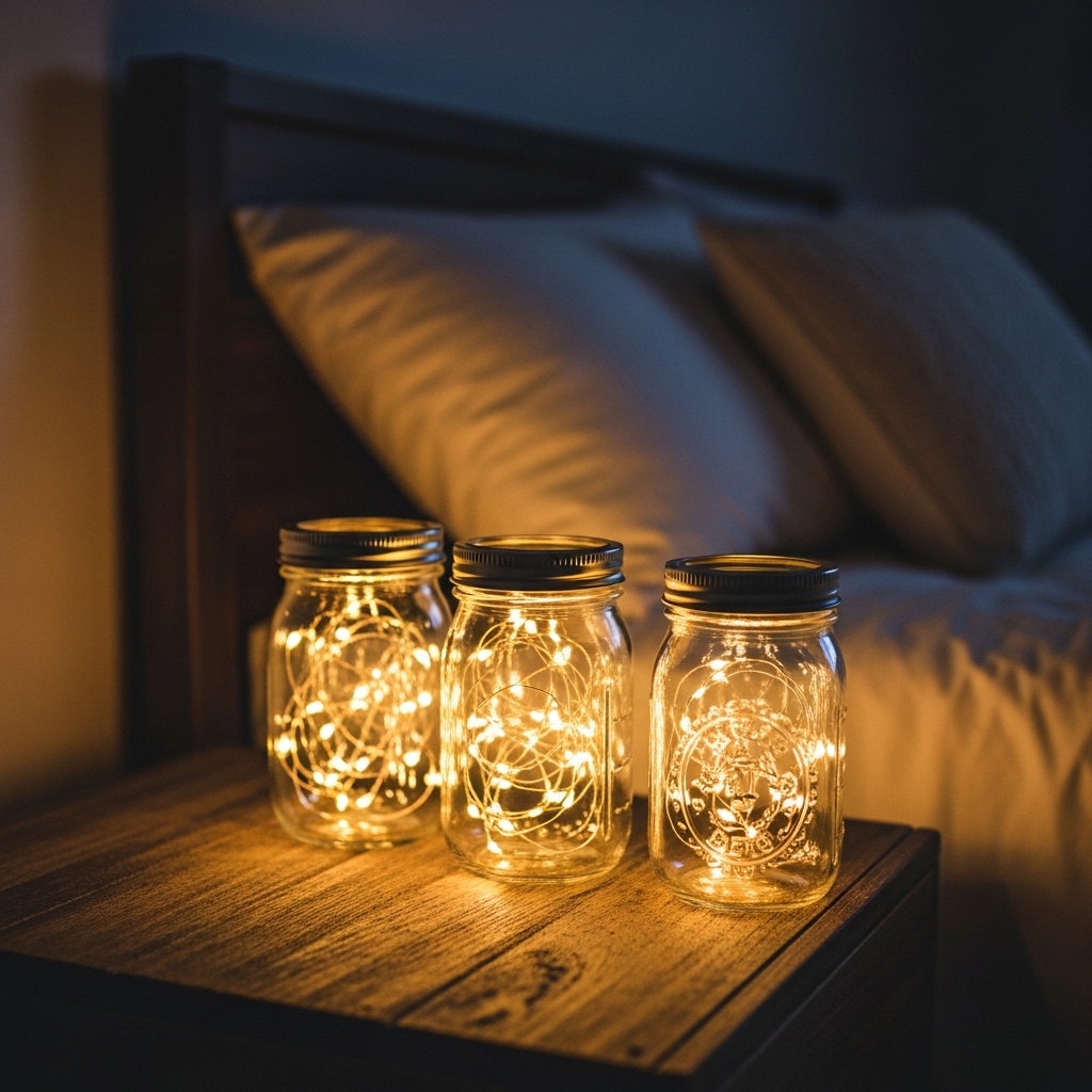 6. Fairy Lights Inside Mason Jars