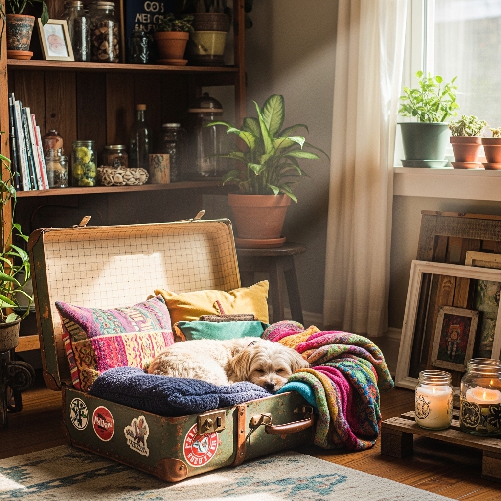 20. Create a Pet Bed from an Old Suitcase