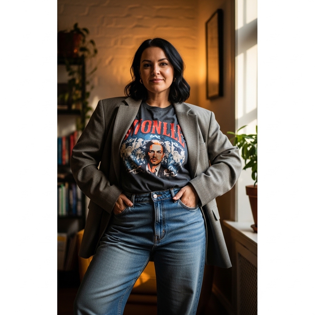 3. Graphic Tee and Oversized Blazer