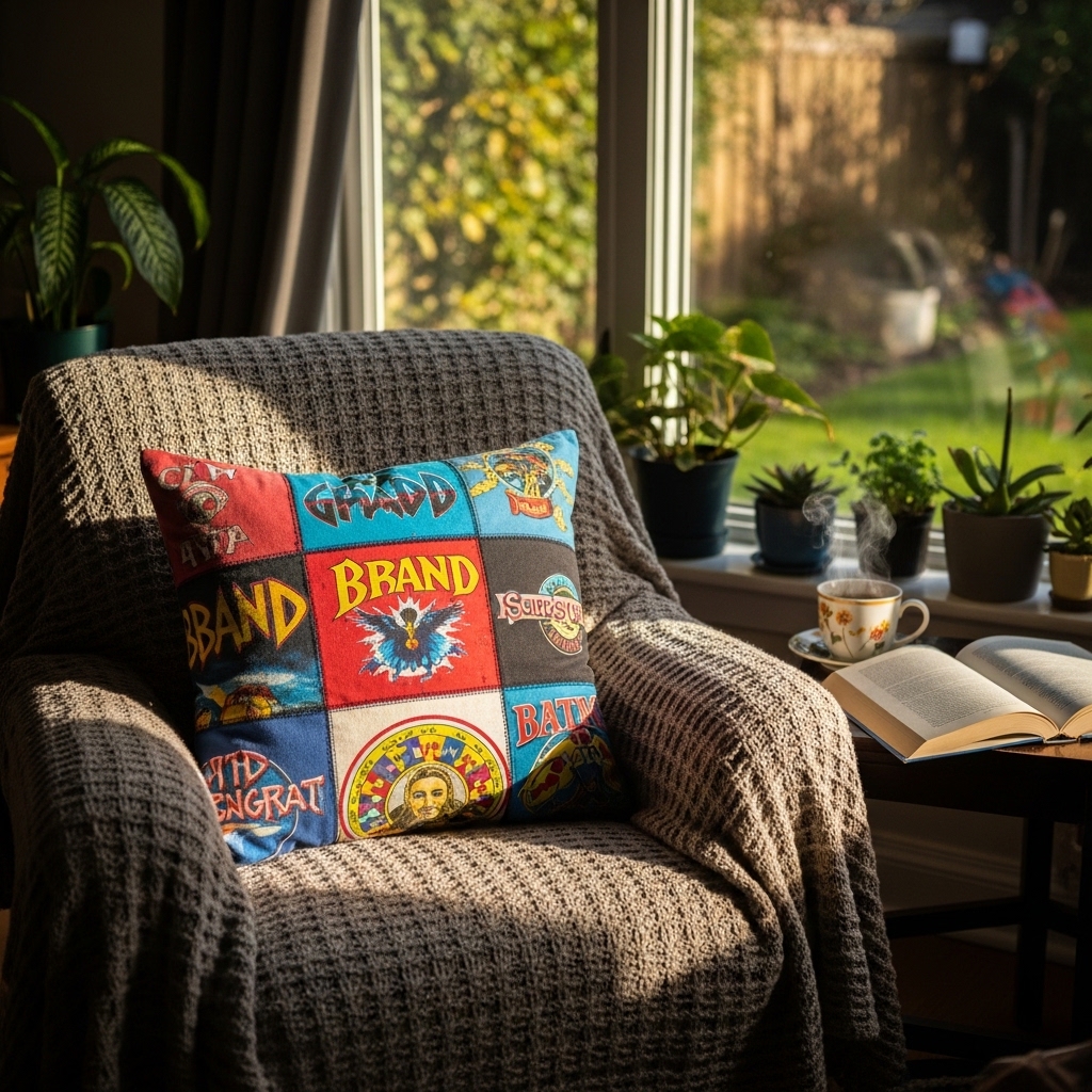 9. Turn Vintage T-Shirts into Decorative Pillows