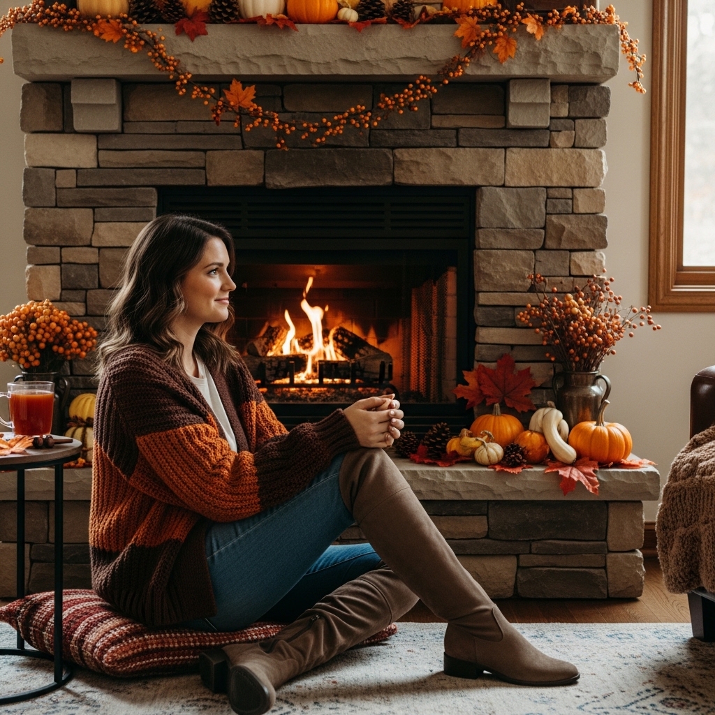 7. Knit Cardi and Knee-High Boots