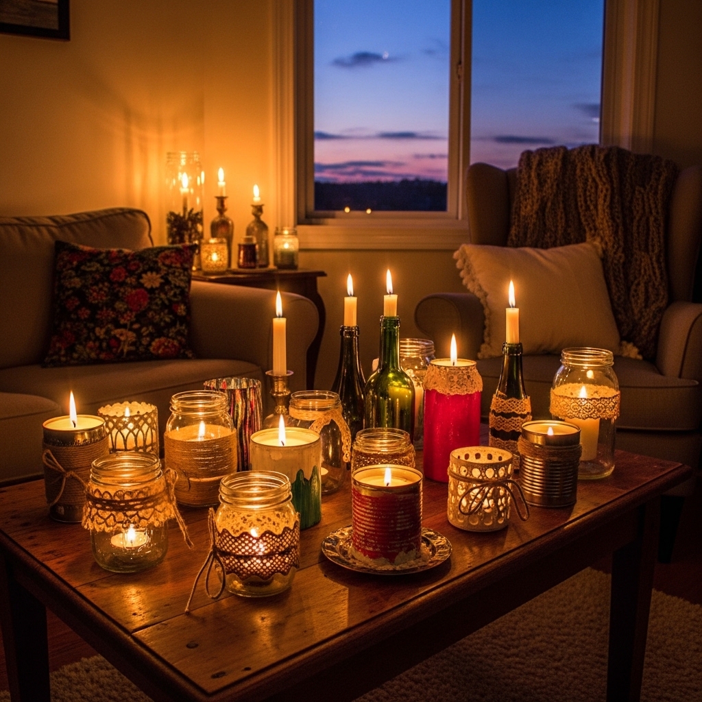 6. Craft Candle Holders from Upcycled Materials