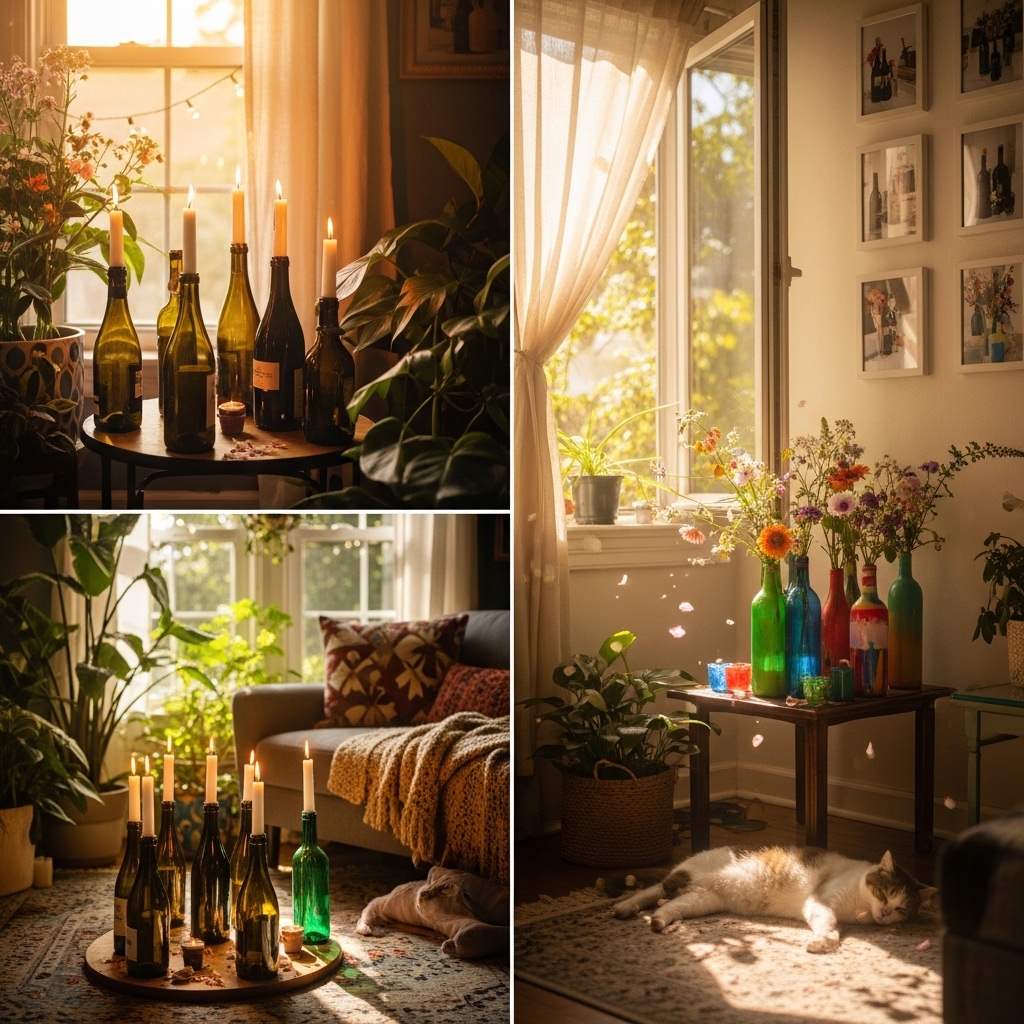 15. Upcycle Wine Bottles into Decorative Pieces
