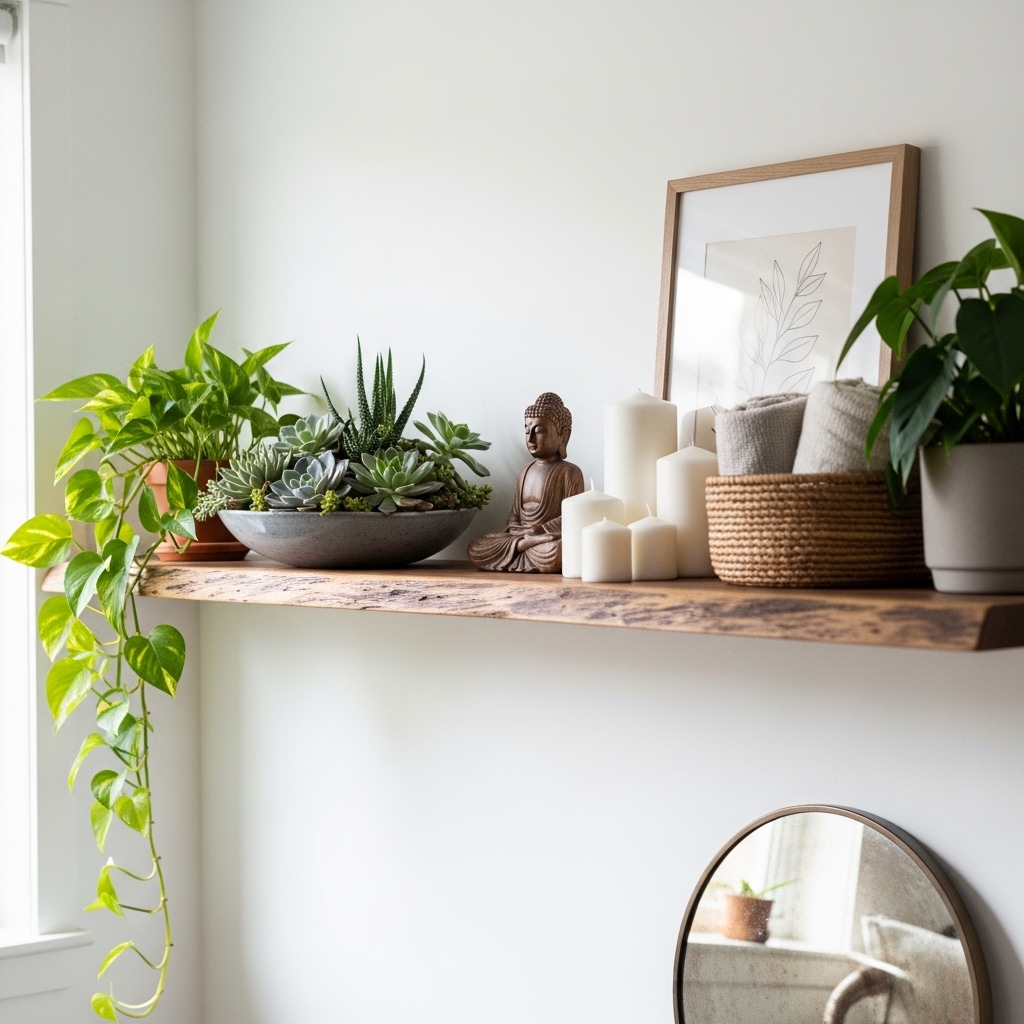 2. Rustic Wooden Shelves