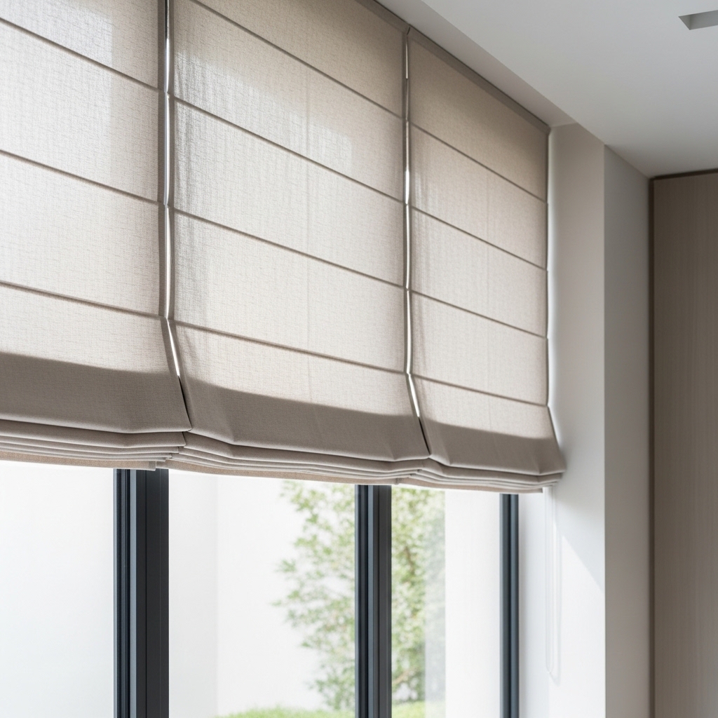 5. Elegant Roman Shades for Clean Lines