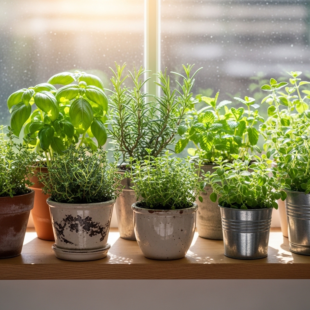 4. Window Sill Herb Garden