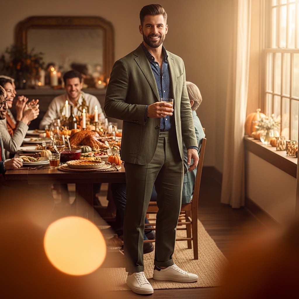 7. Casual Suit with Sneakers