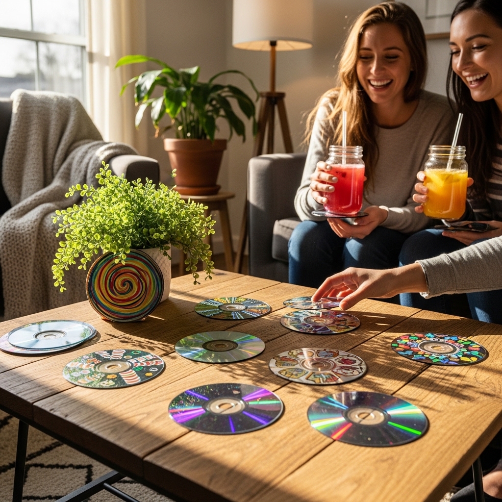 18. Create Decorative Coasters from Old CDs