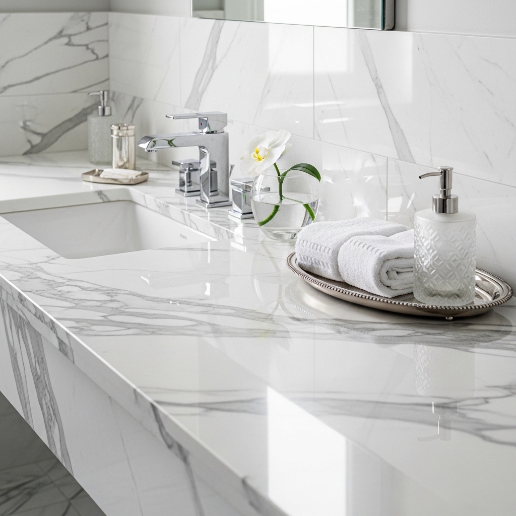 2. White Marble Countertops