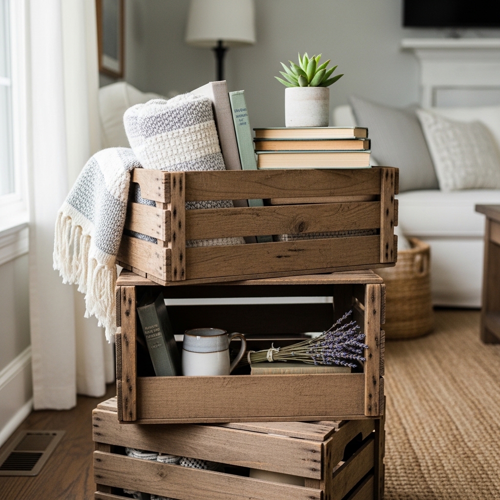 4. Vintage Wooden Crates