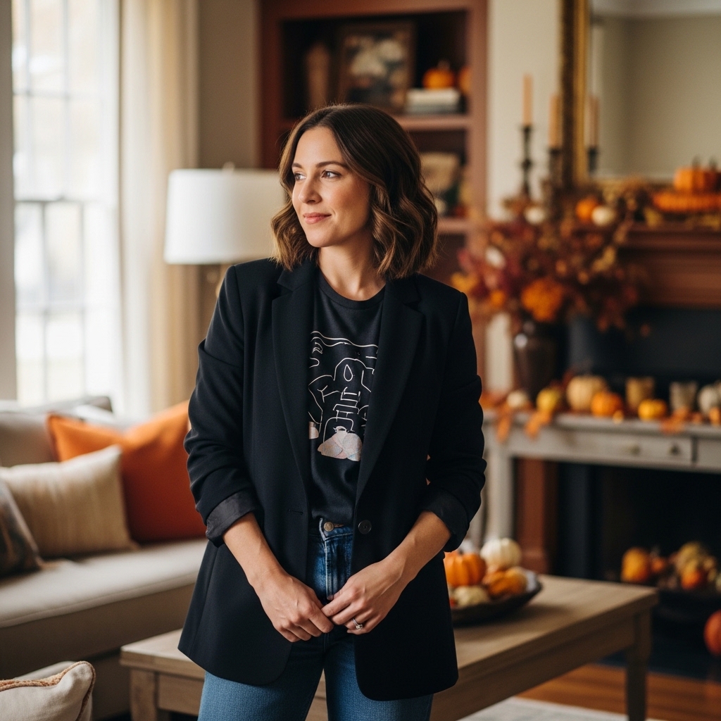 3. Chic Blazer and Graphic Tee