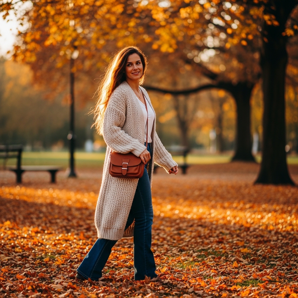 6. Cardigan and Bootcut Jeans