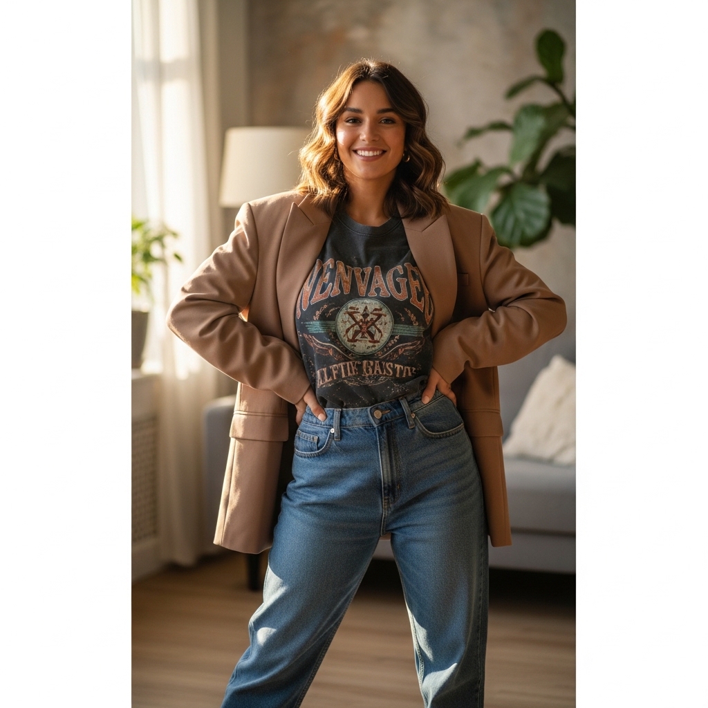 3. Graphic Tee and Oversized Blazer