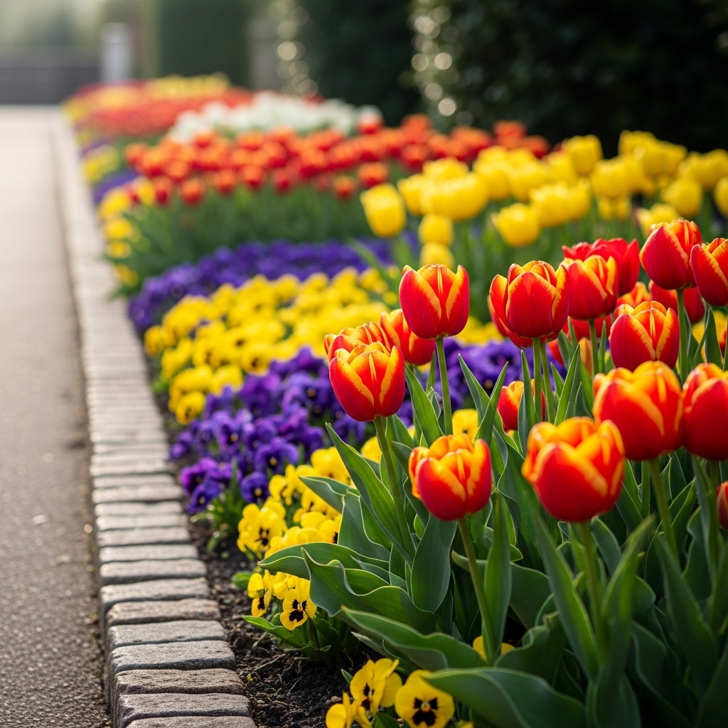 6. Flower Beds with Edging