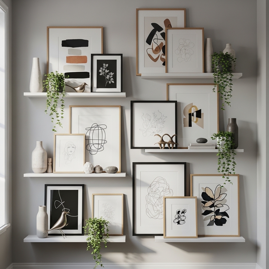 7. Floating Shelves Display