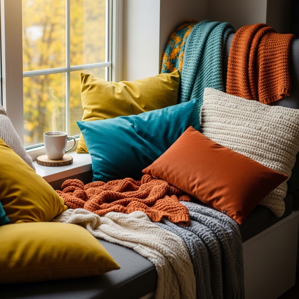 1. Plush Cushions and Throws