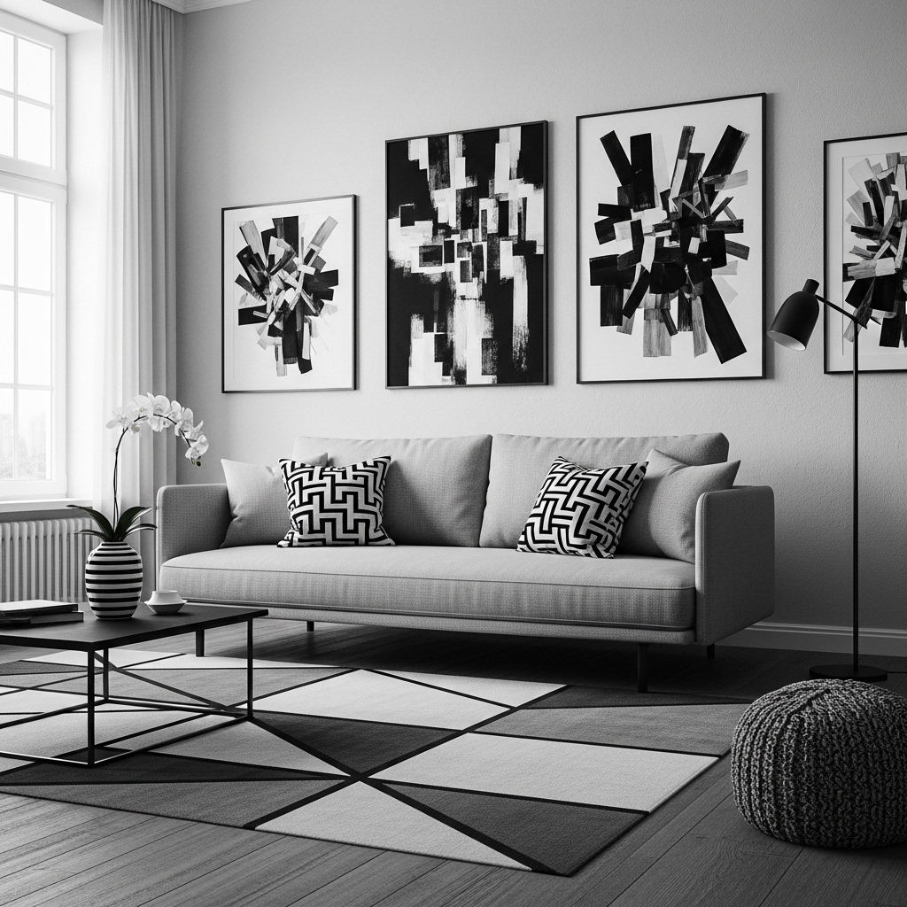 1. Elegant Black and White Living Room