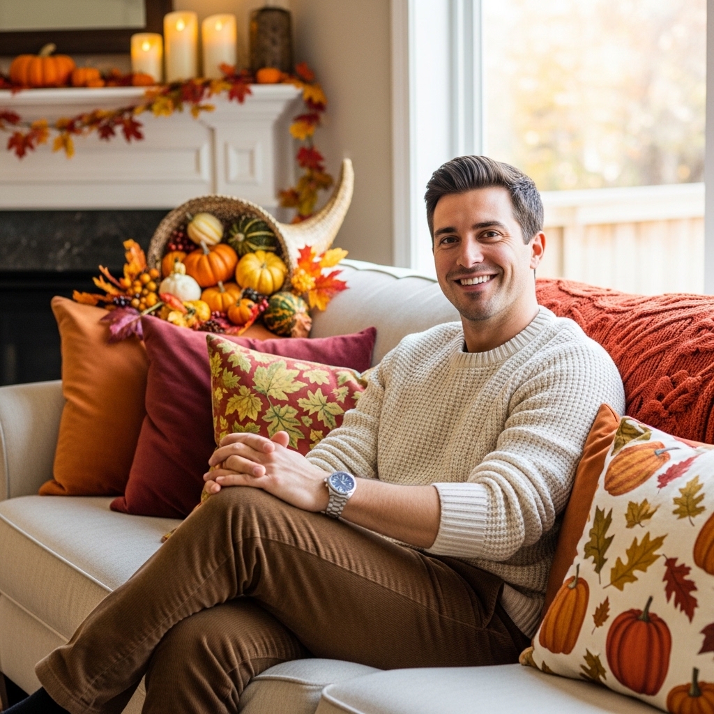 6. Brown Corduroy Pants with Knit Sweater