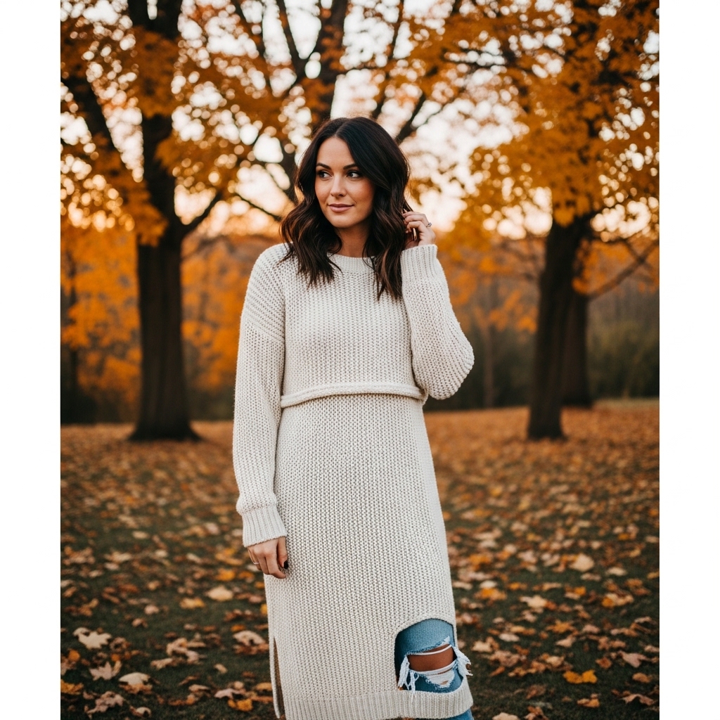 4. Knit Dress with Jeans