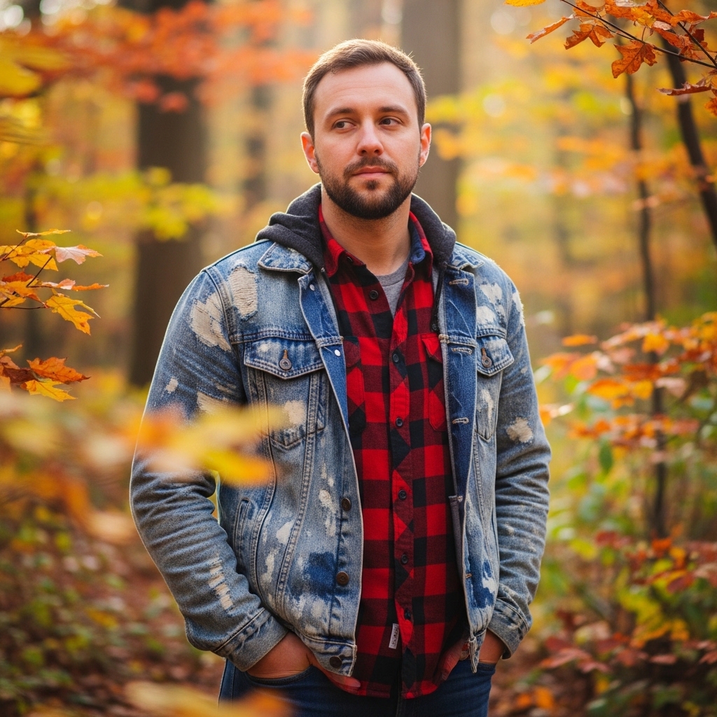 4. Flannel Shirt with Layered Jacket