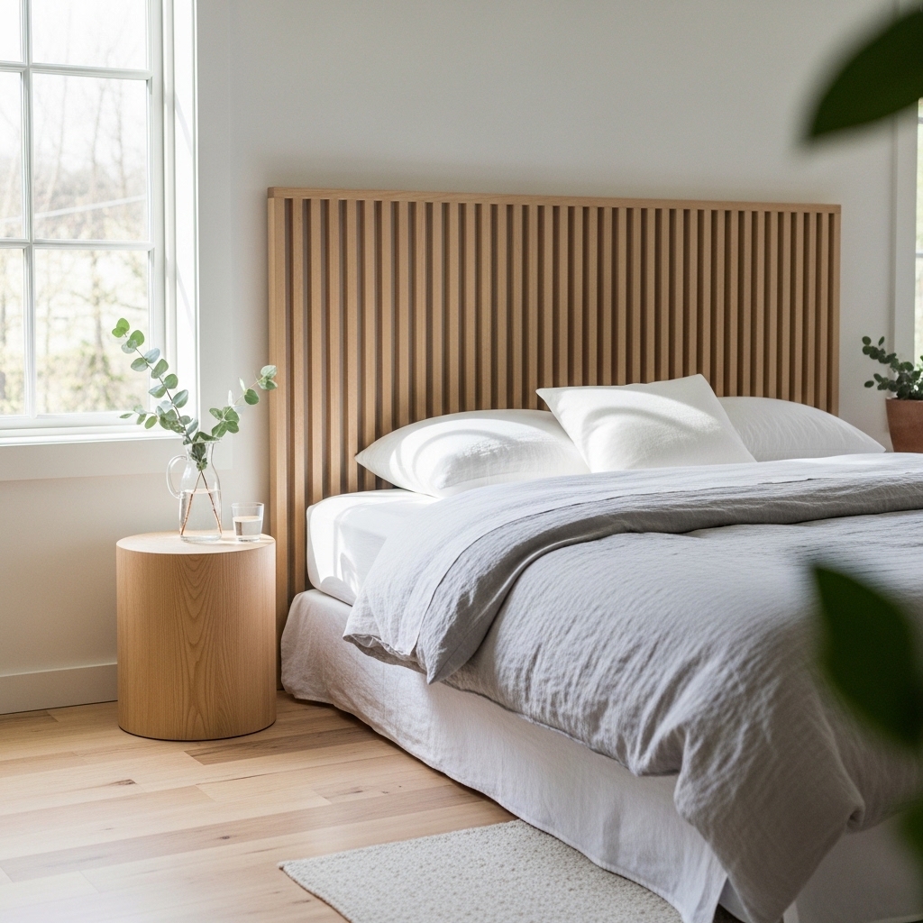 2. Wooden Slat Headboard