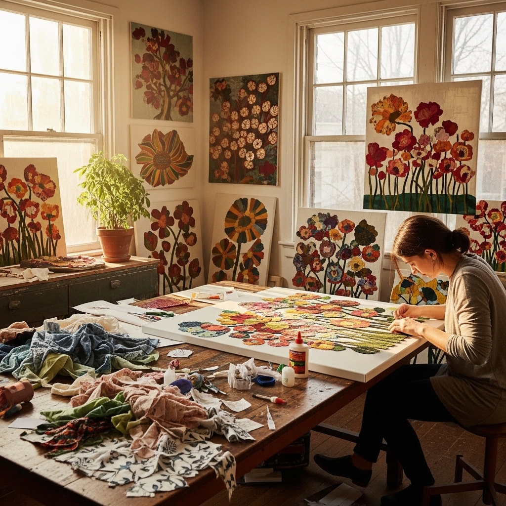 34. Create Unique Wall Art from Fabric Scraps