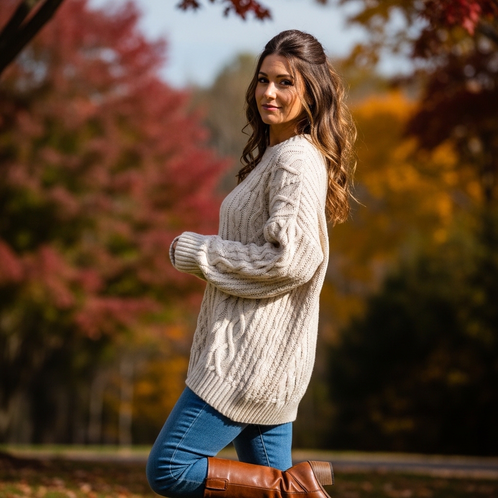 2. Cozy Sweater and Ankle Boots