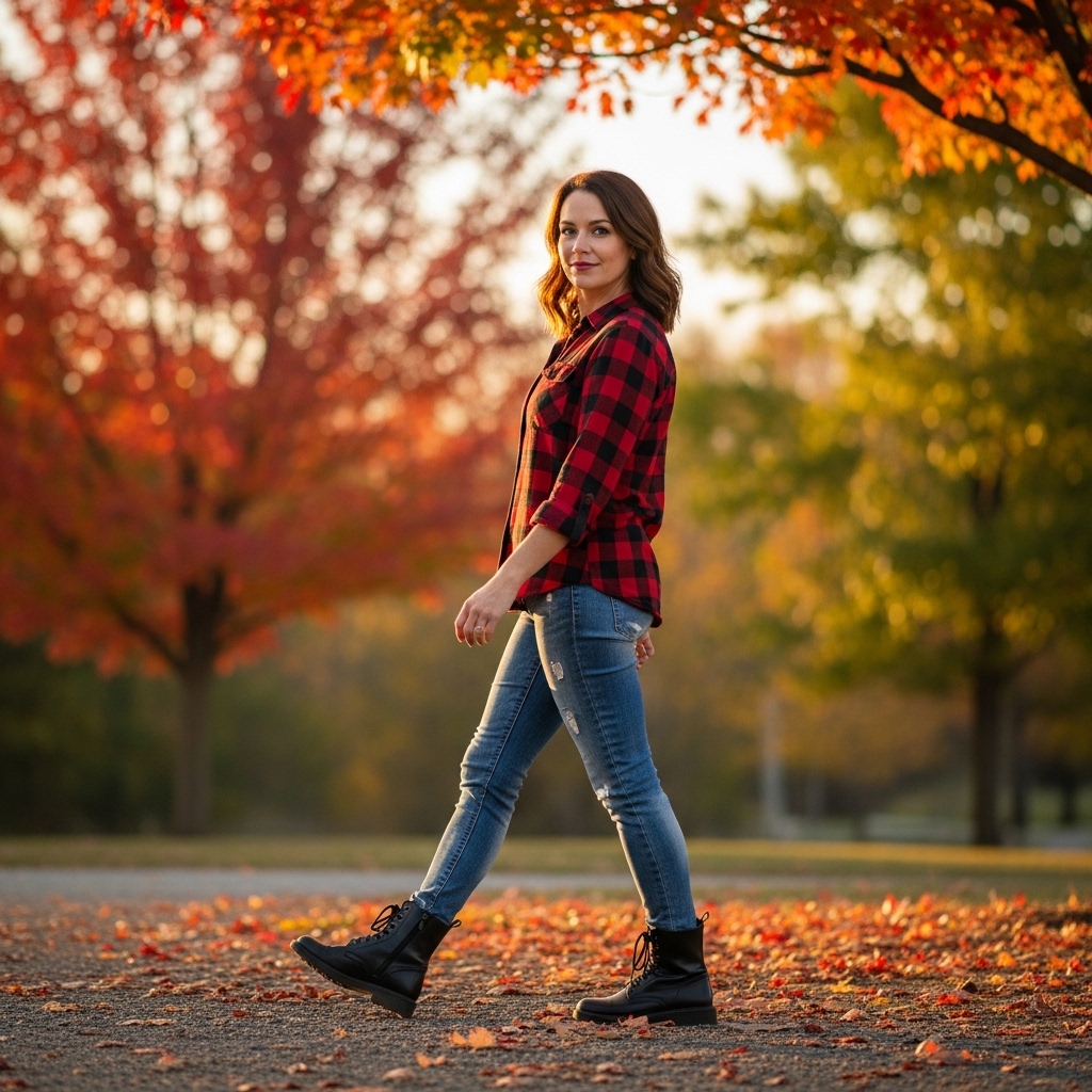 5. Plaid Shirt and Combat Boots