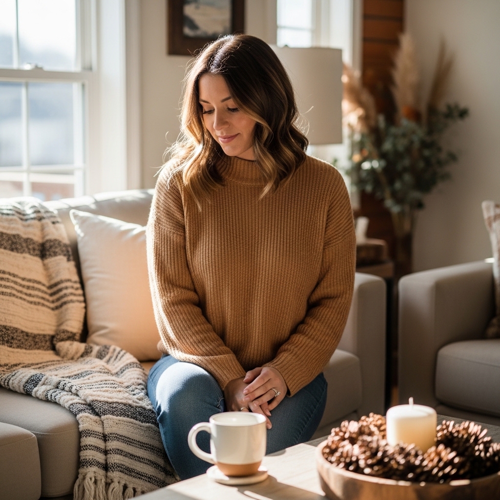2. Cozy Sweater and Boyfriend Jeans