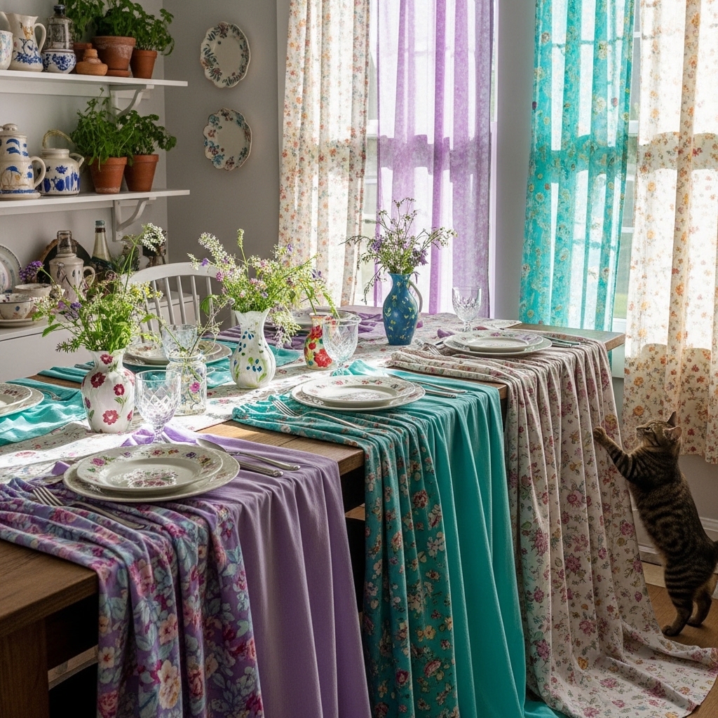 25. Upcycle Old Curtains into Table Linens