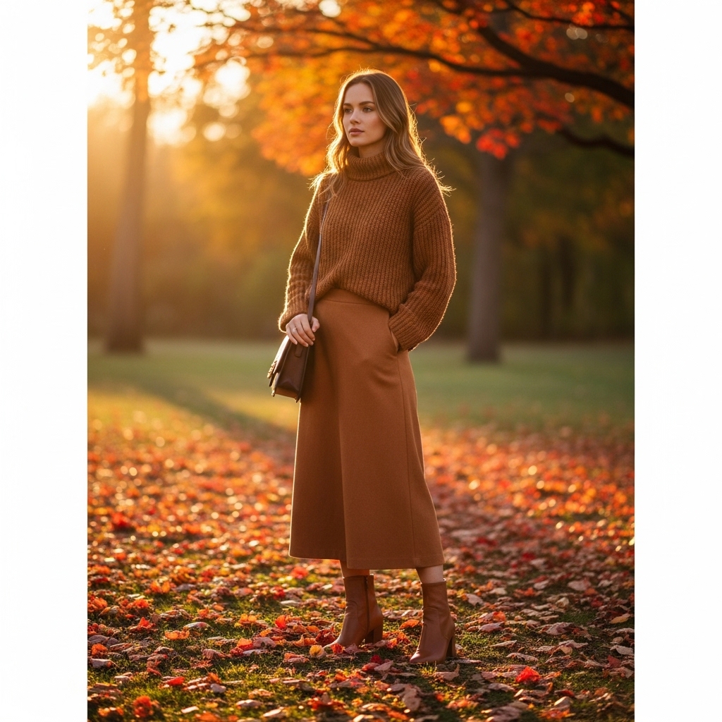 4. Midi Skirt with Sweater