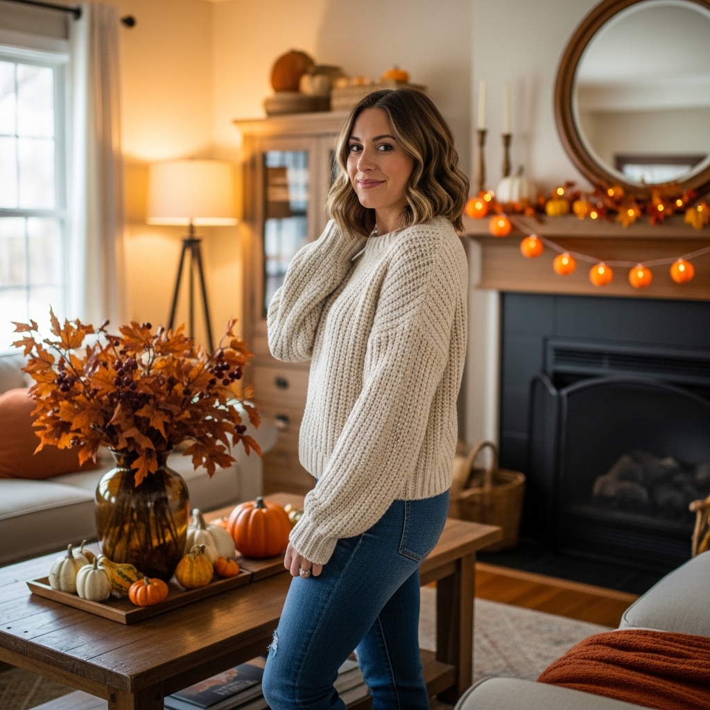 1. Cozy Knit Sweater and Jeans