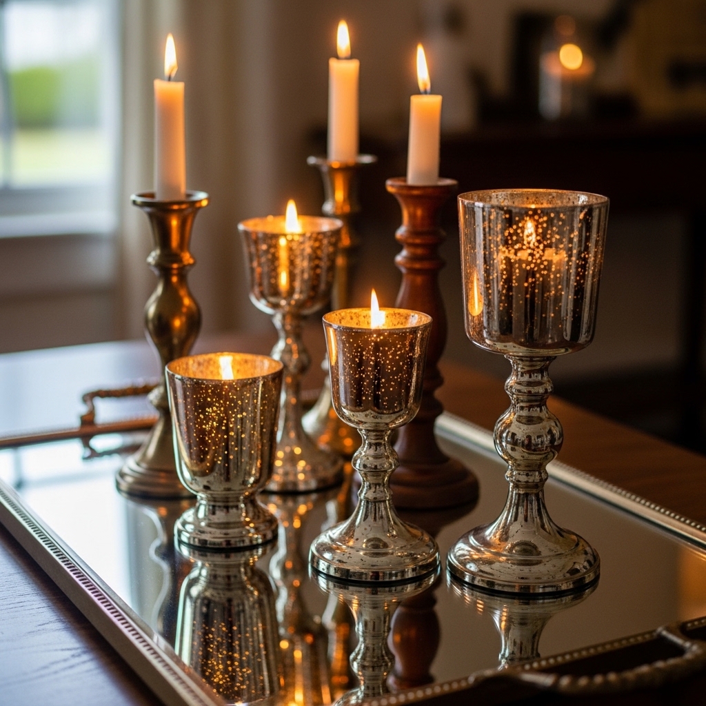 7. Candle Holders with Mirrors