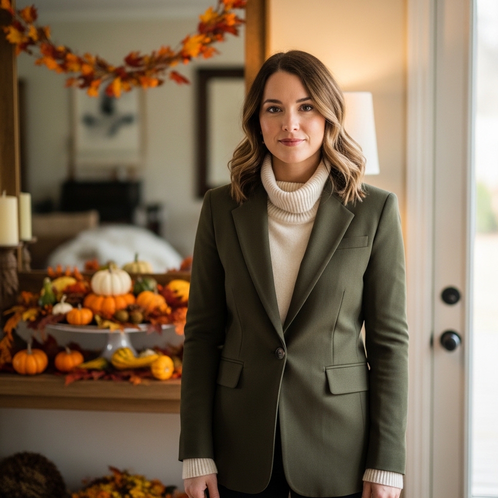 3. Tailored Blazer with Turtleneck